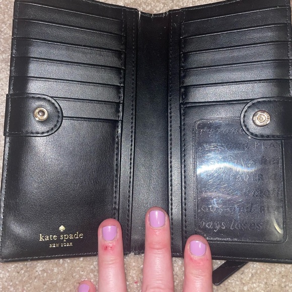 Kate Spade Black and White Striped Wallet with Colorful Dots - Picture 4 of 6